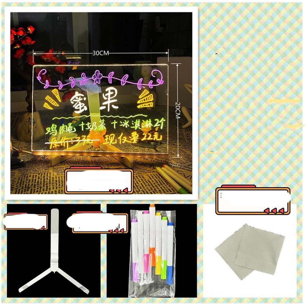 Tableau d'écriture et de coloriage en acrylique – Tableau LED lumineux transparent
