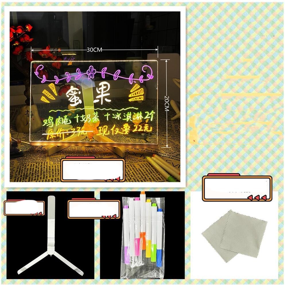 Tableau d'écriture et de coloriage en acrylique – Tableau LED lumineux transparent