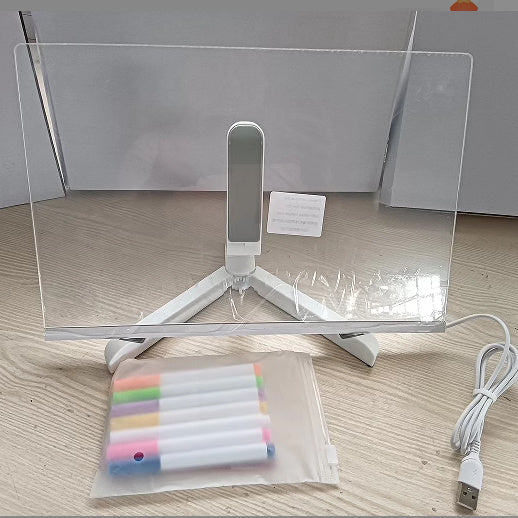 Tableau d'écriture et de coloriage en acrylique – Tableau LED lumineux transparent