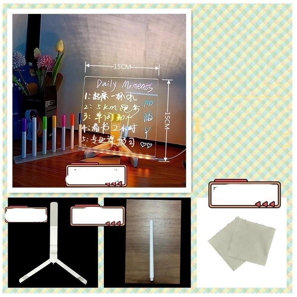 Tableau d'écriture et de coloriage en acrylique – Tableau LED lumineux transparent