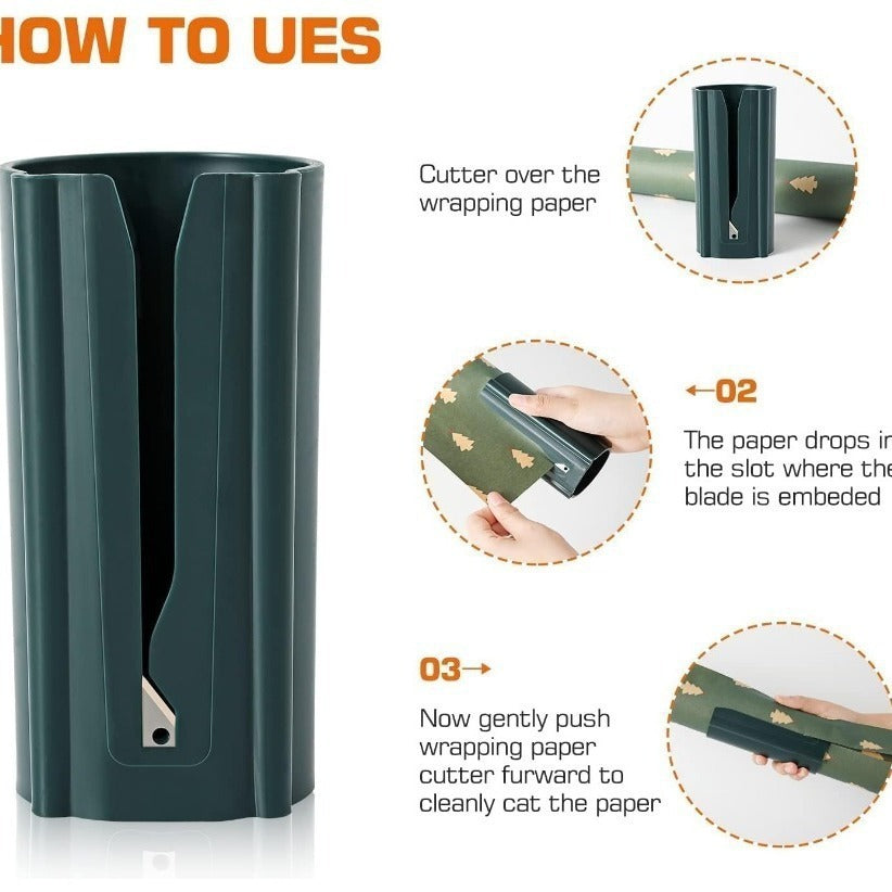 Portable Cylinder Paper Cutter Christmas Gift Wrapping Paper Cutting Tool Gift